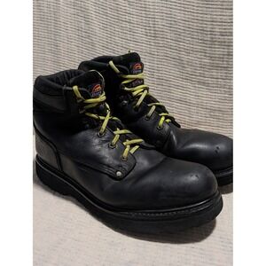 Dickies Mens Steel Toe Work Boots Black Leather Lace Up Size 13W C9182